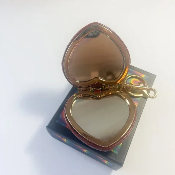 NEW Kurt Geiger Kensington Quilted Heart Mirror Bag Charm Red Vegan Leather NIB - Picture 4 of 5